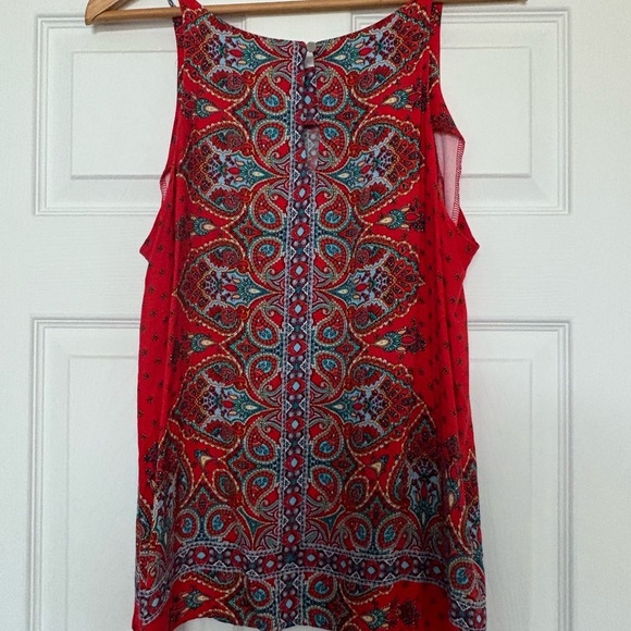 Boho Red Paisley Tank Top Size XL - Picture 2 of 8